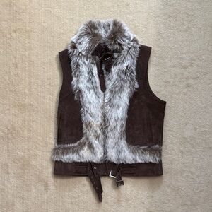Guess by Marciano Leather & Fur Vest Y2K